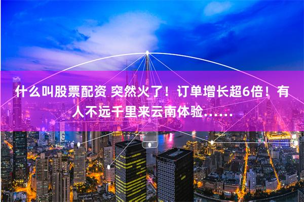 什么叫股票配资 突然火了！订单增长超6倍！有人不远千里来云南体验……