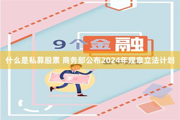 什么是私募股票 商务部公布2024年规章立法计划