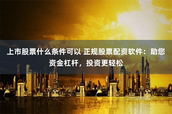 上市股票什么条件可以 正规股票配资软件：助您资金杠杆，投资更轻松